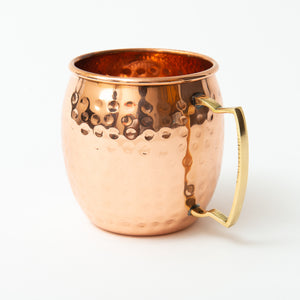 Hammered Copper Mug with Straw, Single