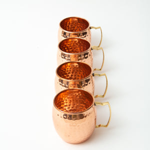 Hammered Copper Mug with Straw, Single